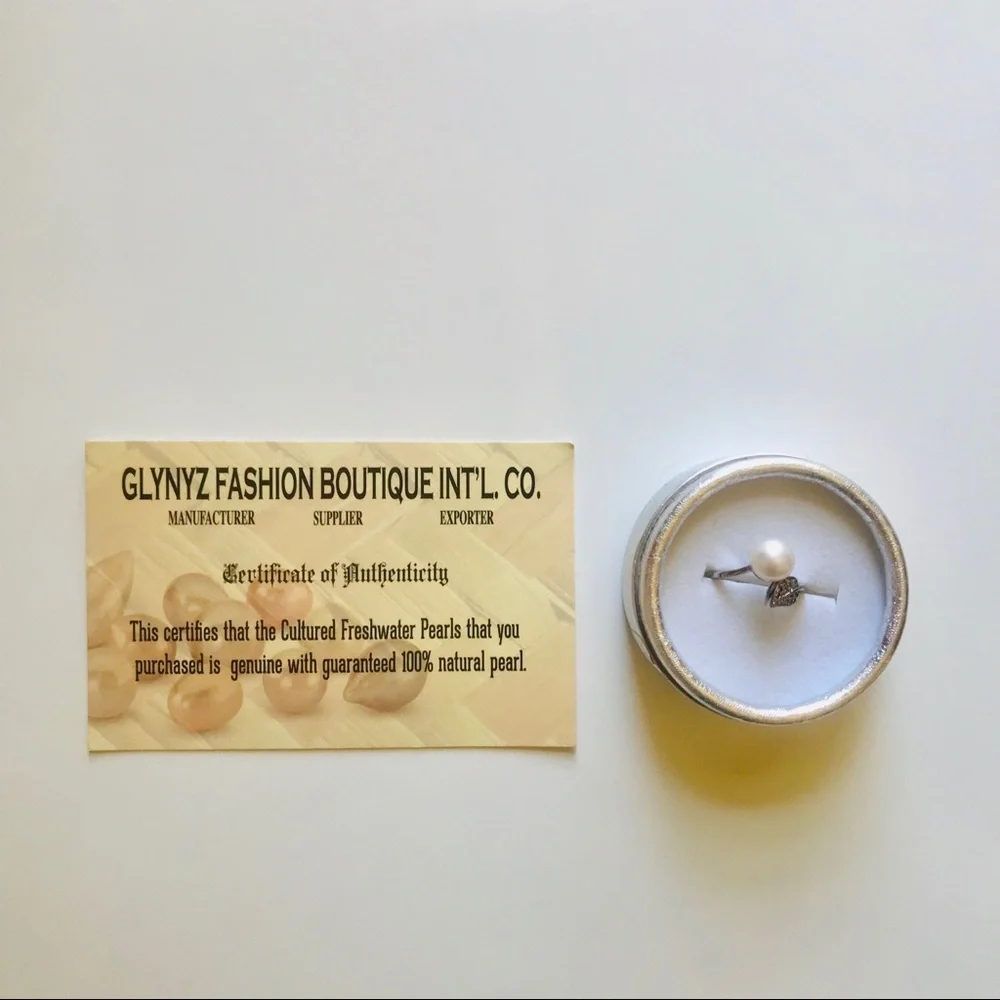 🪙 NIB Adjustable‎ AUTHENTIC THAI PEARL & Silver Leaf Ring